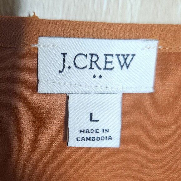 J. Crew Rust Orange Swiss Dot Long Sleeve Blouse Large - Picture 6 of 7